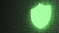 Green shield glowing on letter background