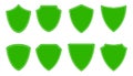 Green shield icons set on white background. Royalty Free Stock Photo