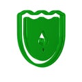 Green Shield with leaf icon isolated on transparent background. Eco-friendly security shield with leaf. Royalty Free Stock Photo