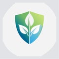 Green Shield Plant Growth Logo Concept Royalty Free Stock Photo