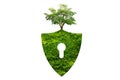 Green shield protects nature and protects the environment on white background Royalty Free Stock Photo