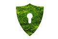 Green shield protects nature and protects the environment on white background Royalty Free Stock Photo