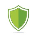 Green shield security icon vector illustration. Defense and protection emblem with strong color Royalty Free Stock Photo