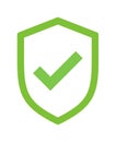 Green shield security tick icon