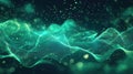 Green shimmering digital particle wave flowing data network Royalty Free Stock Photo