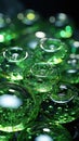 Green shiny background circle glass texture