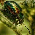 Green shiny beetle on stem of grass Royalty Free Stock Photo