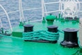 Green ship rope on a ship Royalty Free Stock Photo