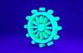 Green Ship steering wheel icon isolated on blue background. Minimalism concept. 3d illustration 3D render Royalty Free Stock Photo