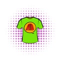 Green shirt with AD letters icon in comics style Royalty Free Stock Photo