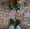 Green shoes on wood