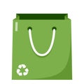 Green Shopping Bag Flat Icon on White Royalty Free Stock Photo