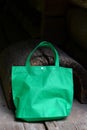 Green shopping fabric bag Royalty Free Stock Photo