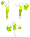 Green Shopping Silhouettes Royalty Free Stock Photo