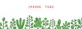 Green shrub bush collage background. Spring header design, simple nature banner, border with abstract plant element