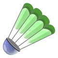 Green shuttlecock icon, cartoon style