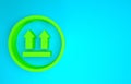 Green This side up icon isolated on blue background. Two arrows indicating top side of packaging. Cargo handled Royalty Free Stock Photo