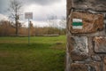 Green sign of the Czech Hiking Markers System. Royalty Free Stock Photo