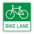 Green sign informing Bicycle lane