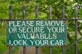 Green sign, lock your car Royalty Free Stock Photo