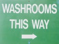 Green Sign Pointing Way to Washrooms