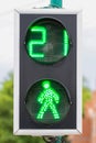 Green signal of a traffic light, close-up Royalty Free Stock Photo