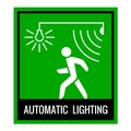 Green signboard of a automatic lighting system information.