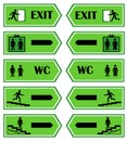 Green signs direction to the exit Royalty Free Stock Photo