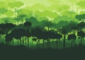 Green silhouette forest abstract background