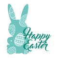 Green silhouette rabbit and egg happy easter Royalty Free Stock Photo