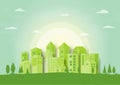 Green silhouette urban cityscape with nature landscape concept b