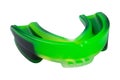 Green silicone boxing mouth guard, on a white background