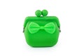 Green silicone rubber wallet purse isolated