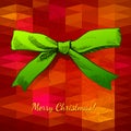 Green Silk Bow Merry Christmas Royalty Free Stock Photo