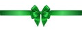 Green Silk Realistic Bow with Ribbon on White. EPS10 Royalty Free Stock Photo