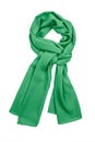 Green silk scarf isolated on white background. Royalty Free Stock Photo