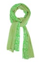 Green silk scarf isolated on white background. Royalty Free Stock Photo