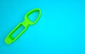 Green Silver spoon icon isolated on blue background. Cooking utensil. Cutlery sign. Minimalism concept. 3D render