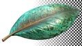 Green and silver textured leaf, cool metallic nature png transparent image Generative AI Royalty Free Stock Photo