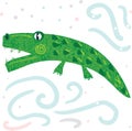 A green simple cute alligator vector illustration Royalty Free Stock Photo