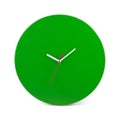 Green simple round wall clock - watch isolated on white