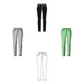 Green skinny pants for women. Women s clothes for a walk.Women clothing single icon in cartoon,black style vector symbol