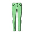 Green skinny pants for women. Women`s clothes for a walk.Women clothing single icon in cartoon style vector symbol stock