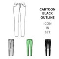 Green skinny pants for women. Women`s clothes for a walk.Women clothing single icon in cartoon style vector symbol stock