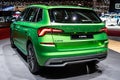 Green Skoda Kamiq at Geneva International Motor Show, MQB A0 subcompact SUV from Skoda