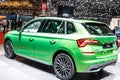 Green Skoda Kamiq at Geneva International Motor Show, MQB A0 subcompact SUV from Skoda