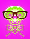 Green skull and bone with glasses