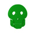 Green Skull icon isolated on transparent background. Happy Halloween party.