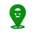 Green Skull icon isolated on transparent background. Happy Halloween party.