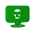 Green Skull icon isolated on transparent background. Happy Halloween party.